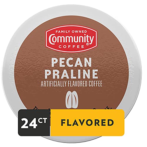 Community Coffee Pecan Praline Flavored Coffee Pods, Medium Roast, Compatible with Keurig 2.0, 24 Count