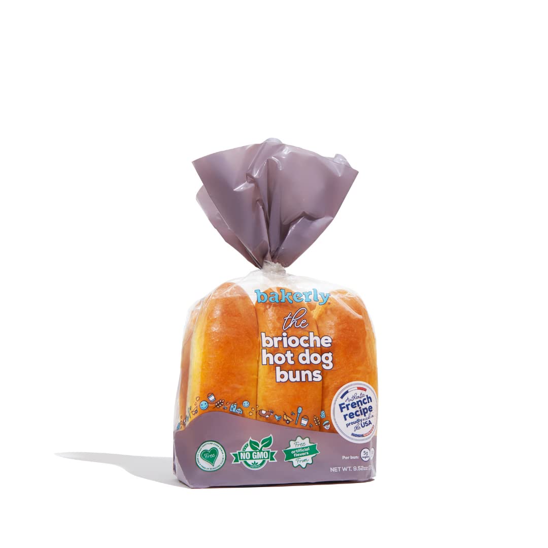 Bakerly Brioche Hot Dog Buns Pack Of 4, 6-Count (24 Total Brioche Hot Dog Buns)