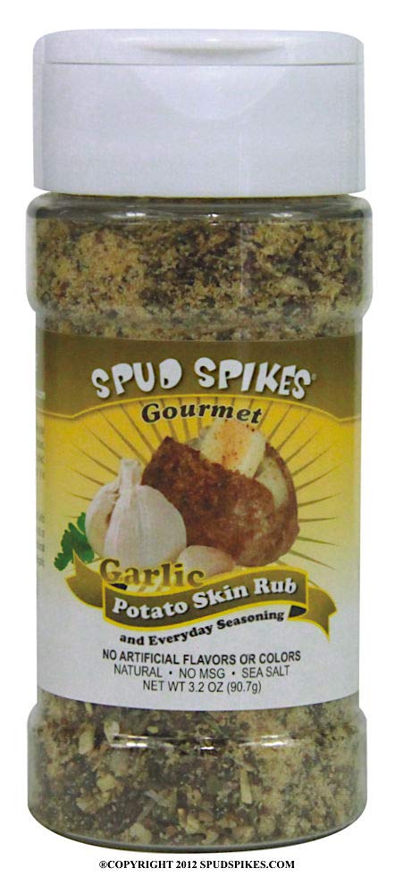 Spud Spikes Gourmet Garlic Blend Everyday Seasoning Rub. A Perfect Blend of Sea Salt, Lemon, and Peppers. Black, White, and Red,