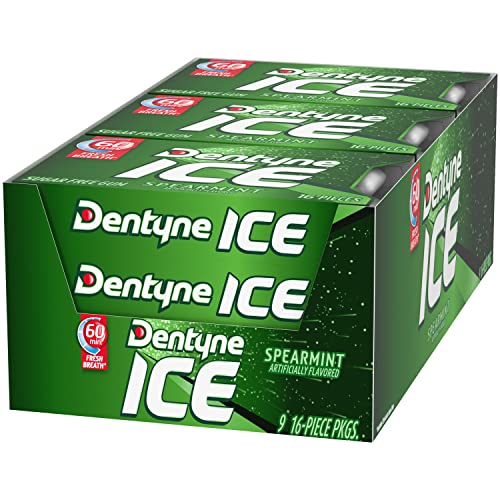 Dentyne Ice Sugar Free Gum (Spearmint 16 Piece Pack of 9)