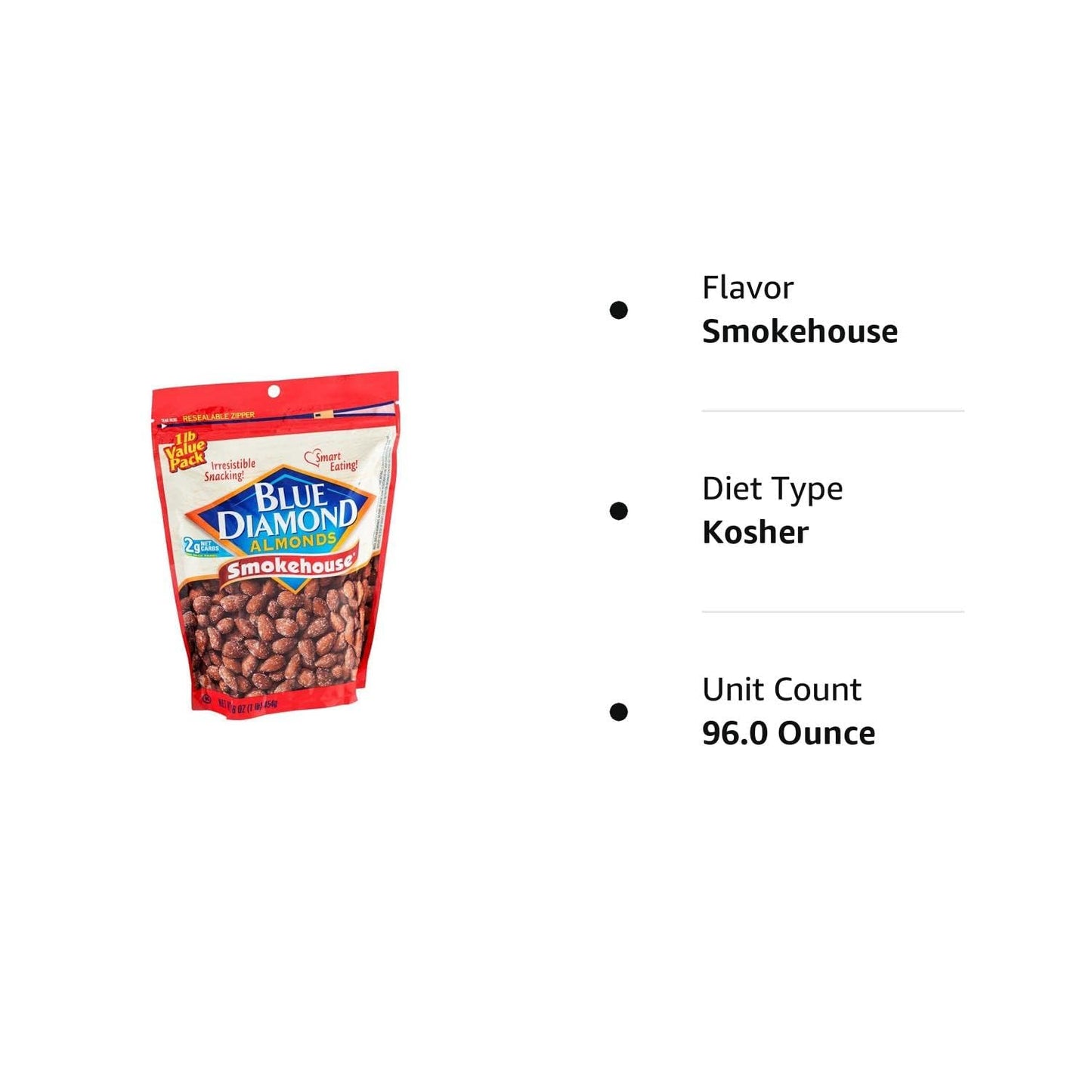 Blue Diamond Almonds Smokehouse, 16-Ounce Bags (Pack Of 6)