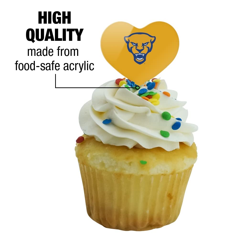 GRAPHICS & MORE Cupcake Picks Set of 6 - Acrylic, University of Pittsburgh Color, Heart Design, One Size