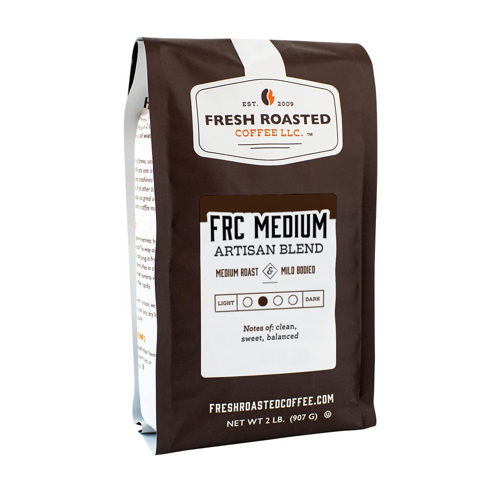 Fresh Roasted Coffee, Frc Medium Roast Blend, 2 Lb (32 Oz), Kosher, Whole Bean