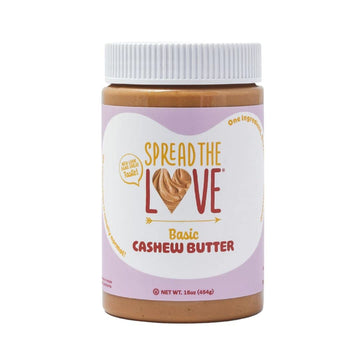 Spread The Love Basic Cashew Butter - All-Natural, Vegan, Gluten-Free, No Added Sugar, No Added Salt, Healthy Snack, Keto, No Gmos - 16 Oz.