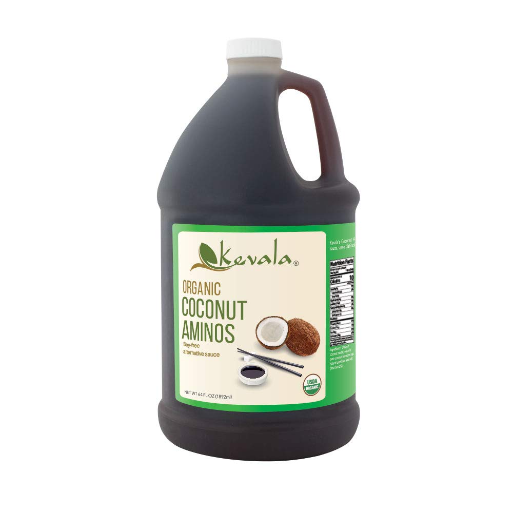 Kevala Organic Coconut Aminos - Low Sodium Soy Sauce Alternative, Liquid Seasoning, Non Gmo, Kosher, No Gluten, 64 Oz, 1/2 Gal