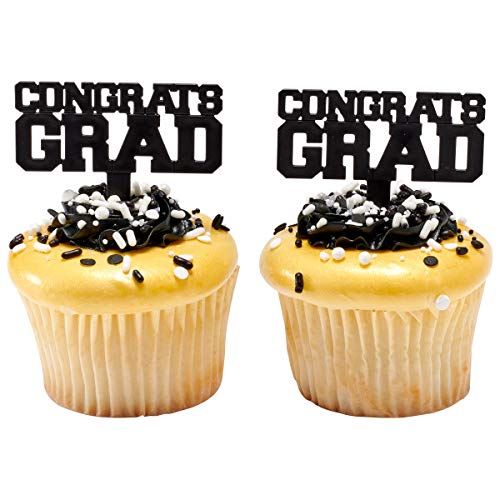 DecoPac Graduation Fusion Mix Candy Sprinkles, 26oz, Fancy Sprinkles in Handheld Container, Edible Black And White Sprinkles For