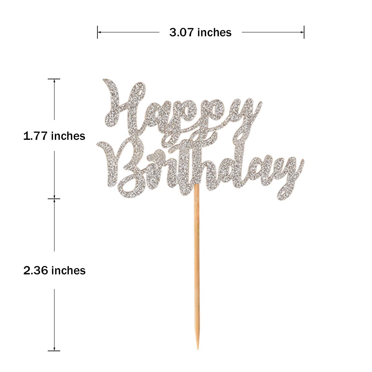Donoter 48 Pcs Glitter Happy Birthday Cupcake Toppers Cake Picks For Birthday Party Decoration Supplies