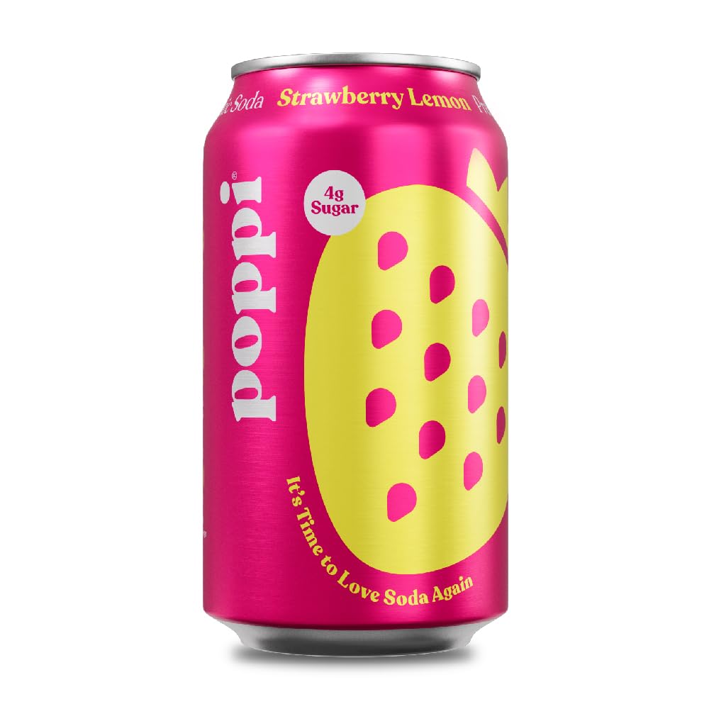 Poppi Strawberry Lemonade Prebiotic Soda, (12 Fl Oz Can)