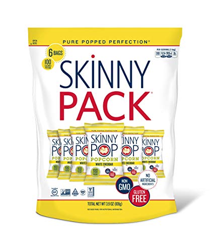Skinnypop Popcorn, Gluten Free, Non-Gmo, Healthy Snacks, Skinny Pop Dairy Free White Cheddar Popcorn Snack Packs, 065 Oz Individ