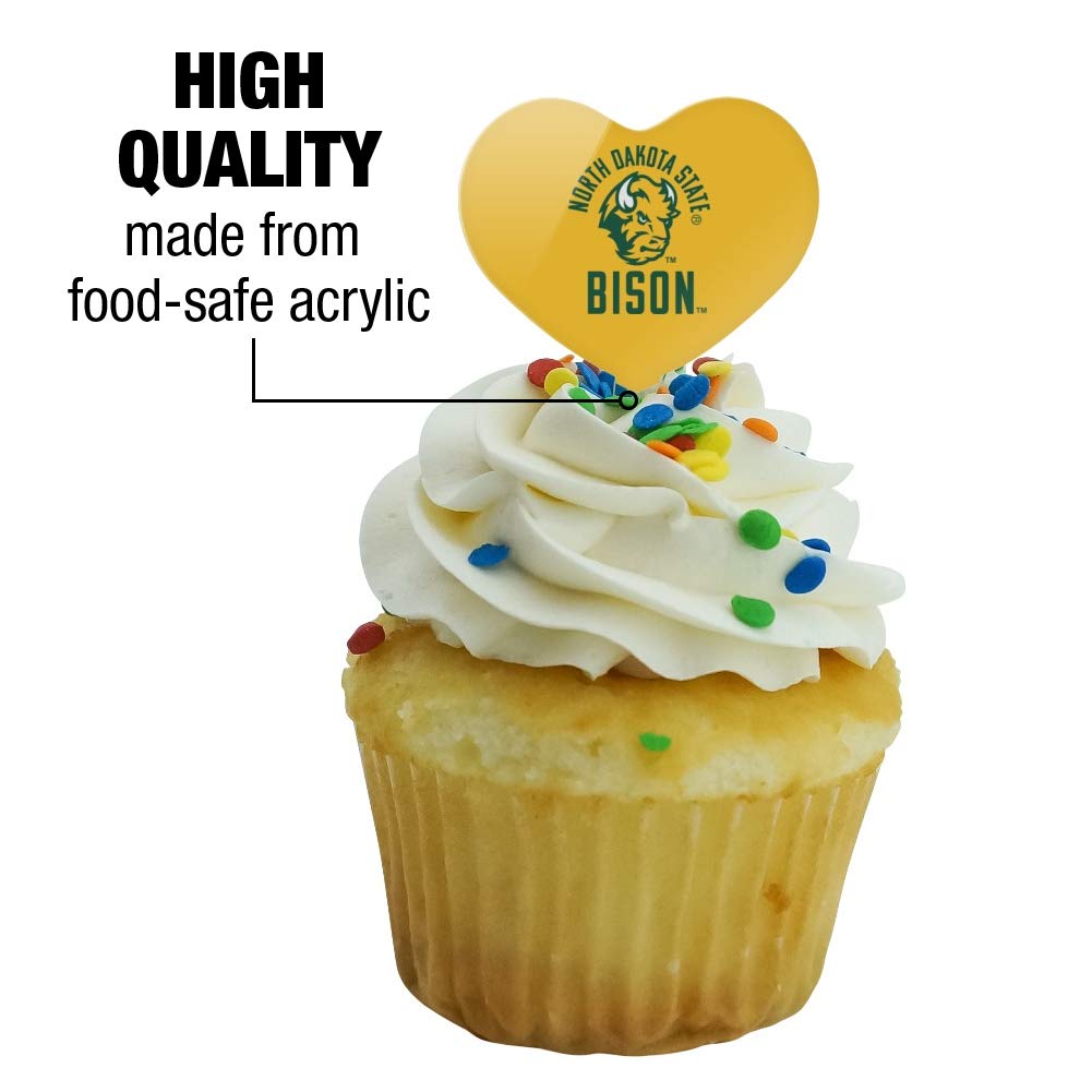 GRAPHICS & MORE North Dakota State Bison Cupcake Picks Set of 6, Acrylic, One Size, Heart Decoration