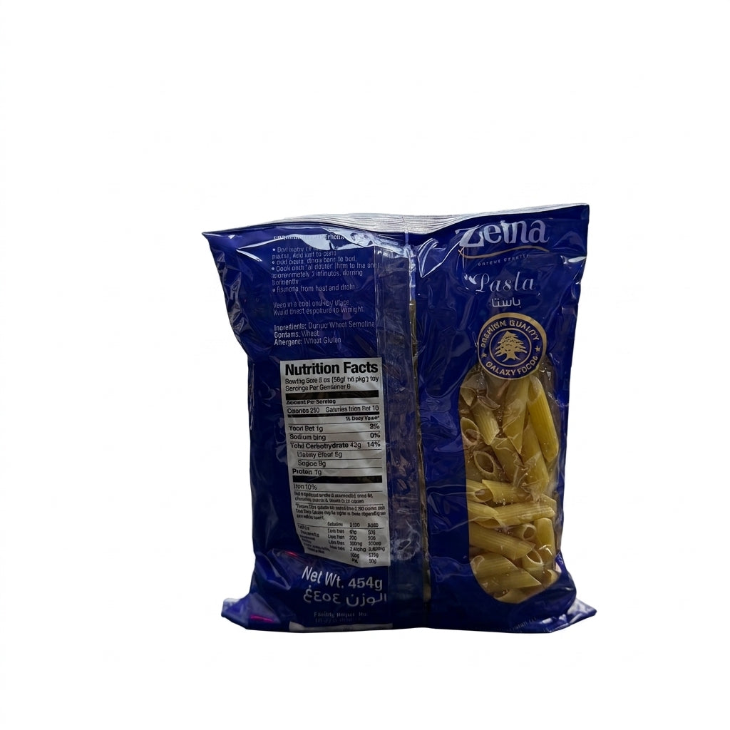 Zeina Penne Pasta 454g - Premium Quality Durum Wheat Semolina