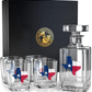 Texas Flag Decanter Whiskey Glass Gift Set - 5 Piece Set