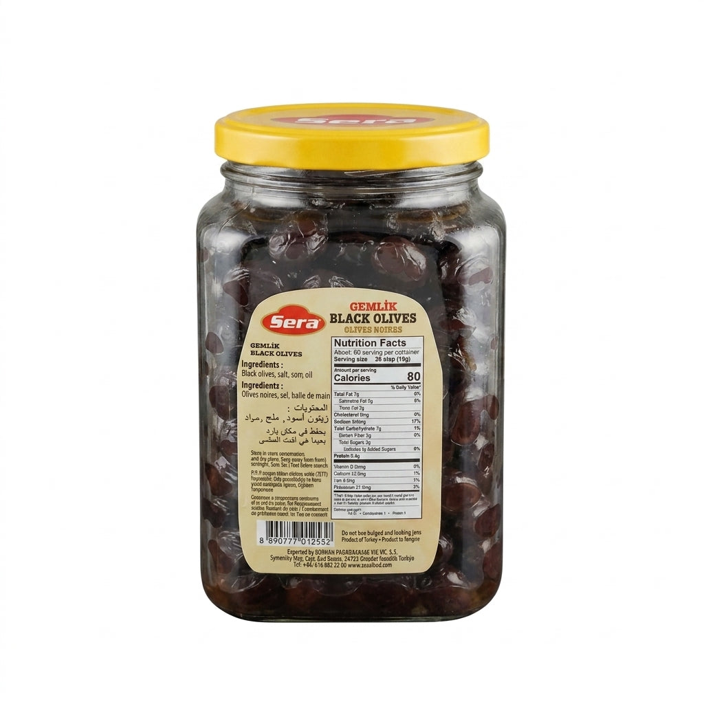 Sera Gemlik Black Olives 31.7oz - Premium Turkish Vegan Olives