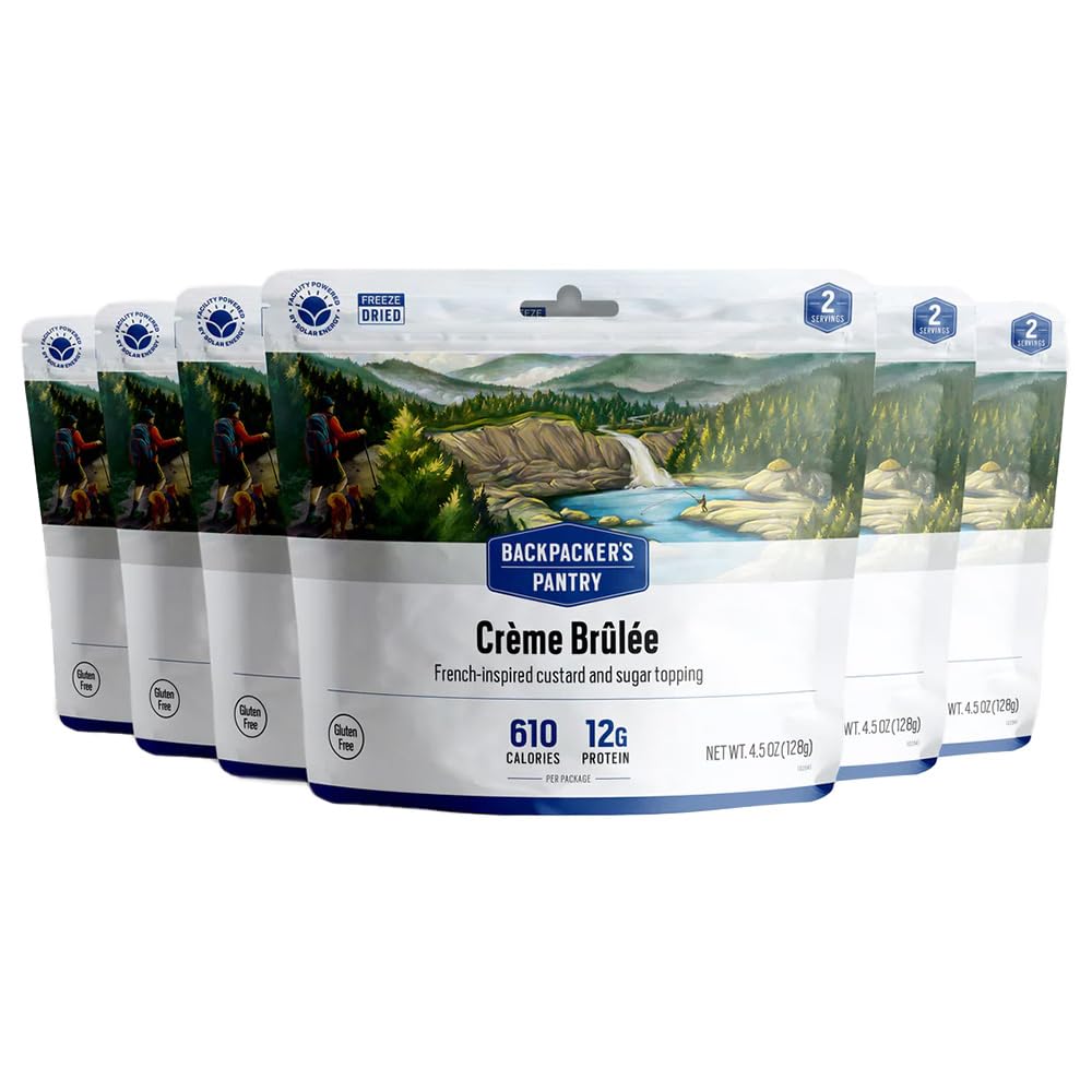 Backpackers Pantry Creme Brulee - Freeze Dried Backpacking & Camping Food - Emergency Food - 12 Grams of Protein, Vegetarian, Gluten-Free - 6 Count