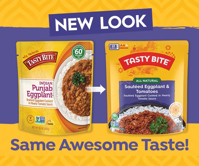Tasty Bite Punjab Eggplant, 10 Ounce Pack of 6, Vegan Microwavable Entree, Sweet & Spicy, Ready to Eat