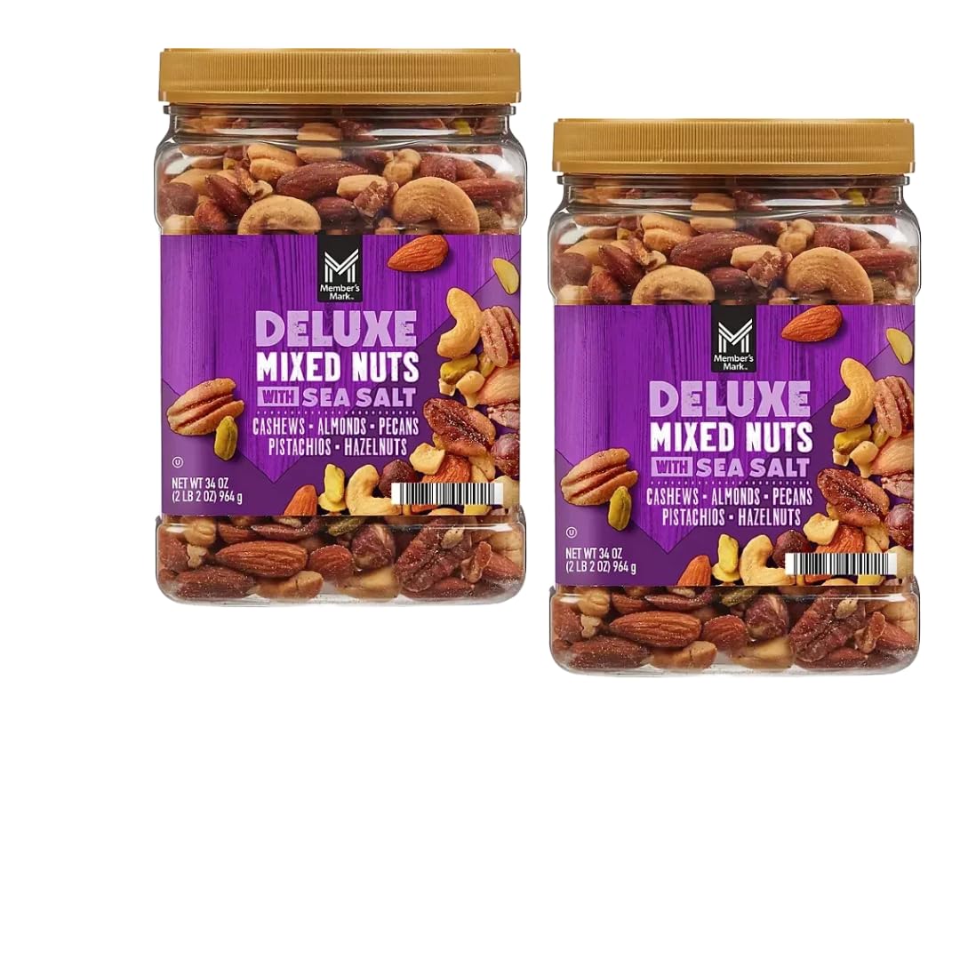 Generic Deluxe Mixed Nuts with Sea Salt, 34 oz, 2 Pack