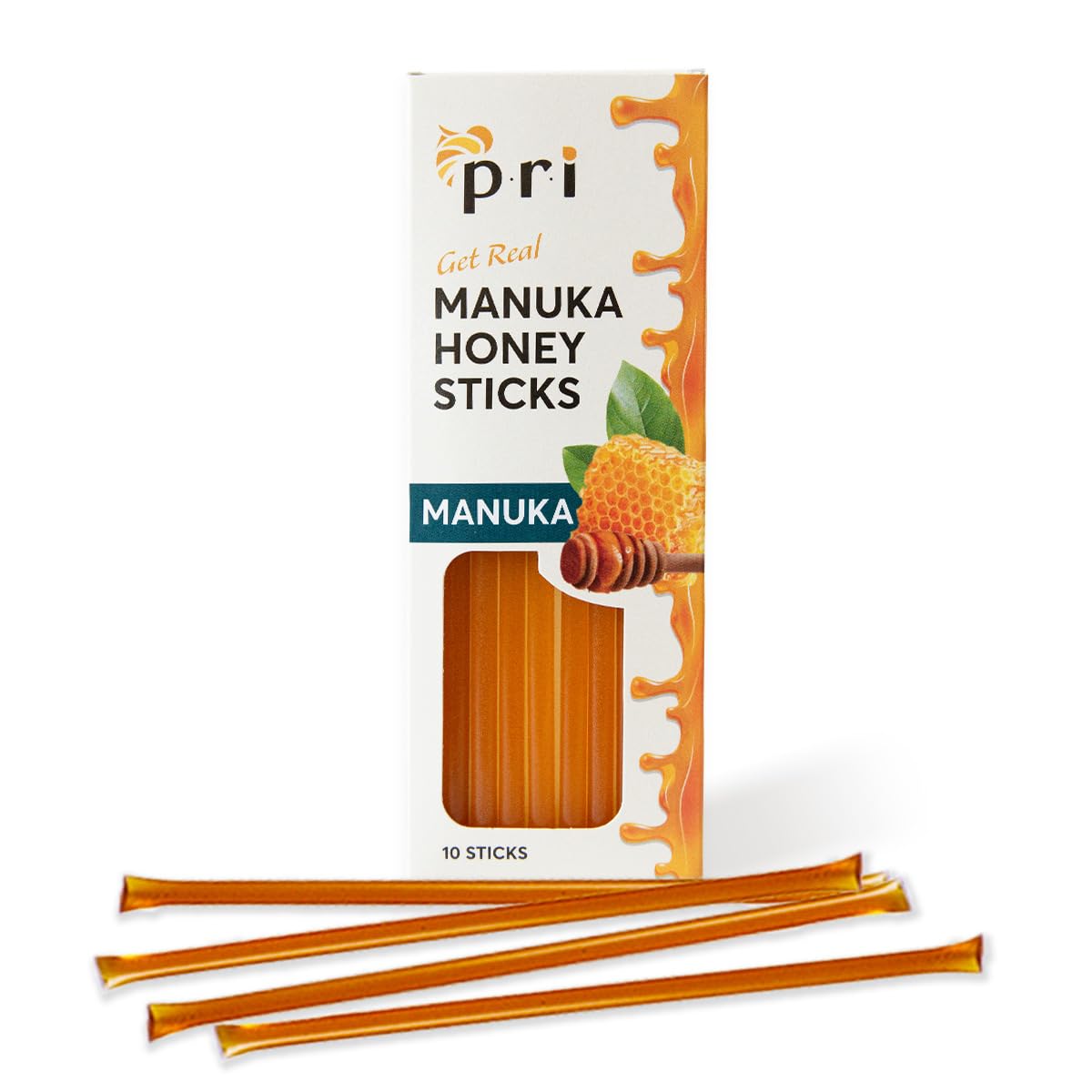 Pri Manuka Honey Sticks, Certified Mgo 60+, Raw New Zealand Manuka Honey, Perfect For On-The-Go, 10Ct