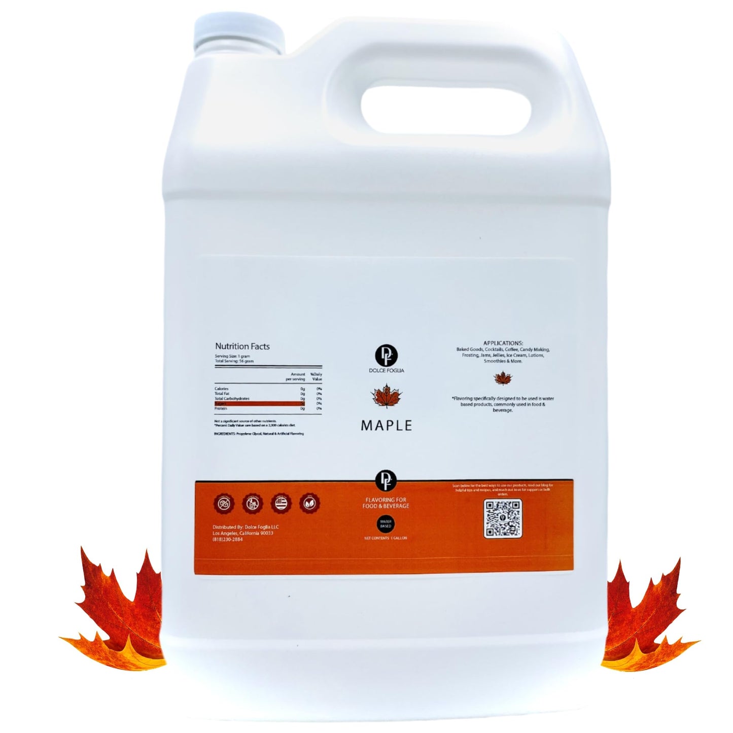 Dolce Flav Maple Extract 1 Gallon - Kosher  Sugar-Free  Concentrated Rich Maple Flavoring For Baking  Coffee & Desserts