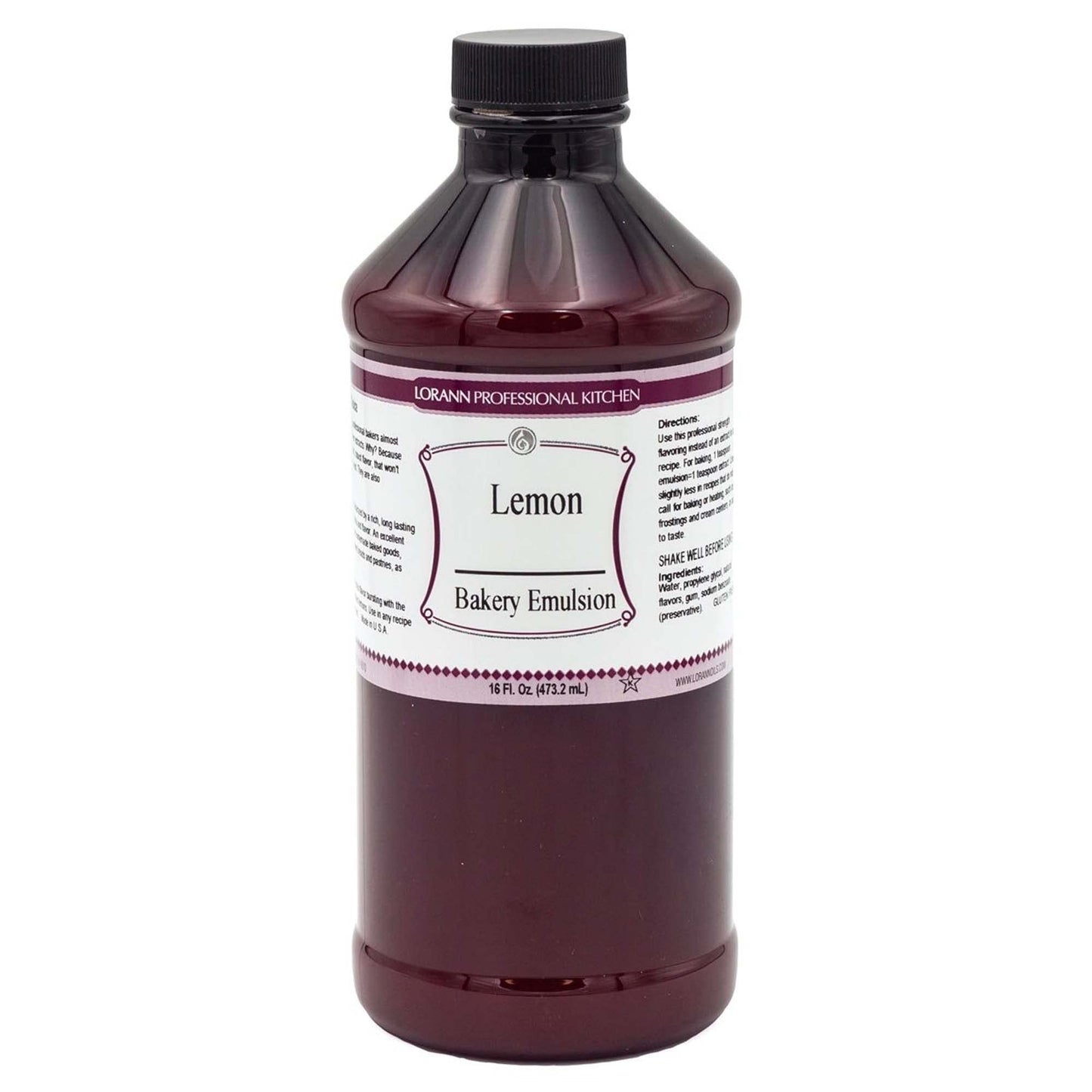 LorAnn Oils Lemon Bakery Emulsion, Tangy Lemon Flavor, 16 Fl Oz, Gluten-Free, Keto-Friendly, Model 0758