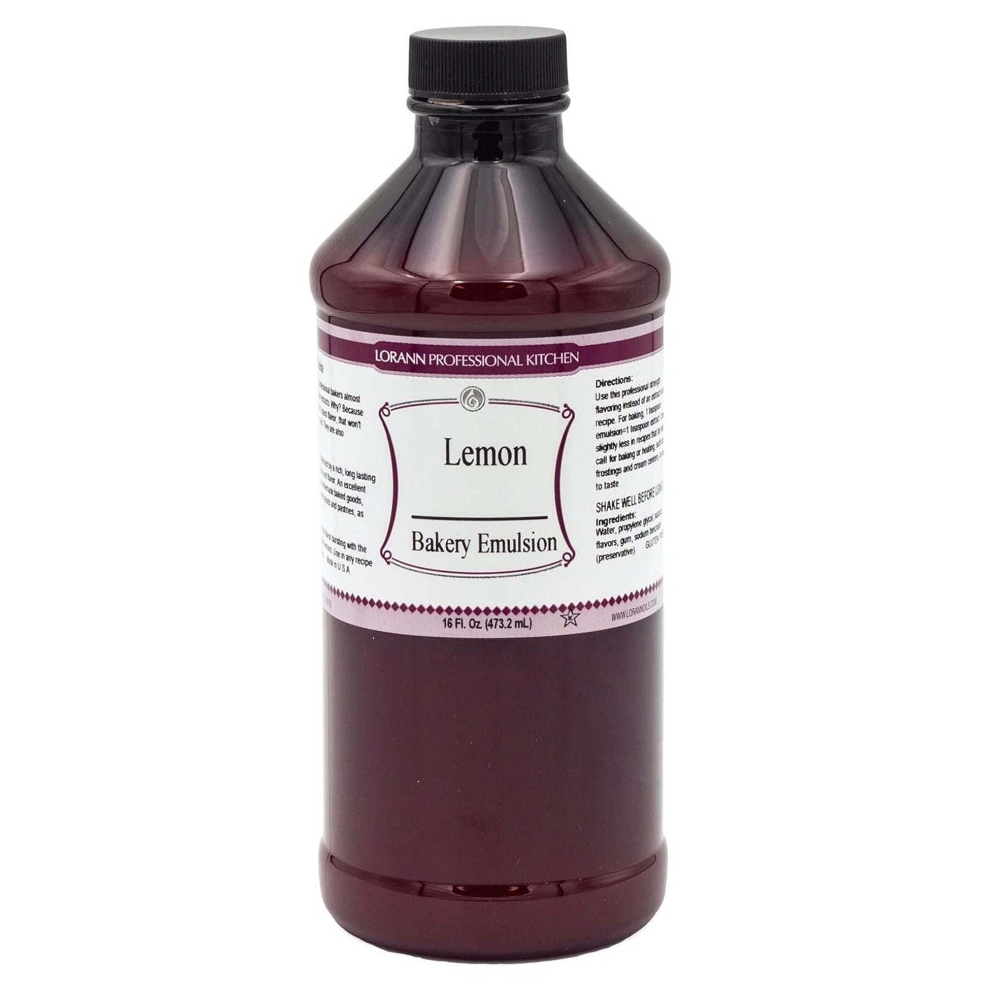 LorAnn Oils Lemon Bakery Emulsion, Tangy Lemon Flavor, 16 Fl Oz, Gluten-Free, Keto-Friendly, Model 0758