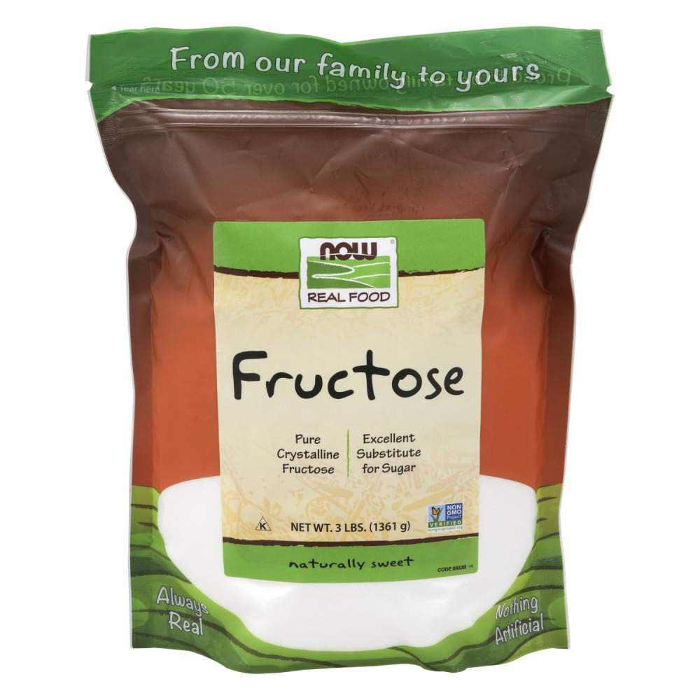 Now Foods, Fructose, Pure Crystalline Frustose, Excellent Substitute For Sugar, Certified Non-Gmo And Kosher, 3-Pound (Packaging