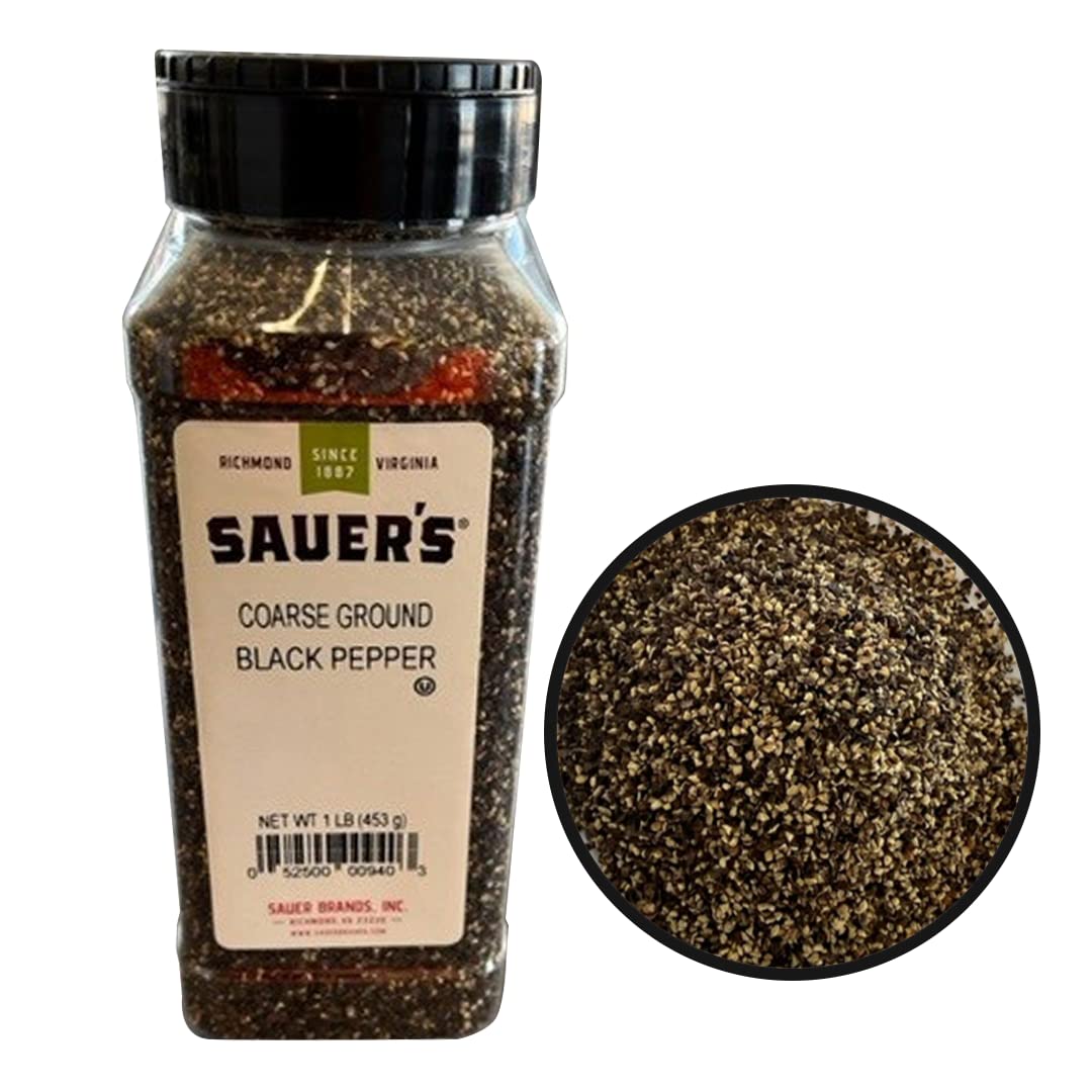 Sauers Coarse Ground Black Pepper | 1 Pound Canister | Foodservice