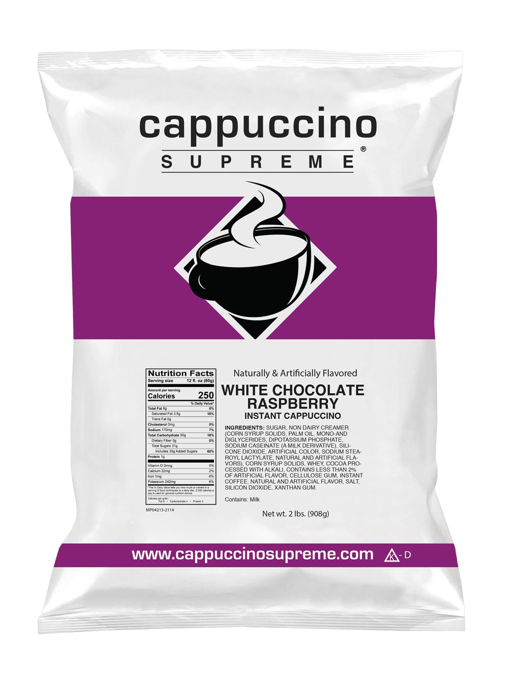Cappuccino Supreme 2 Lb Bag White Chocolate Raspberry Instant Cappuccino Mix