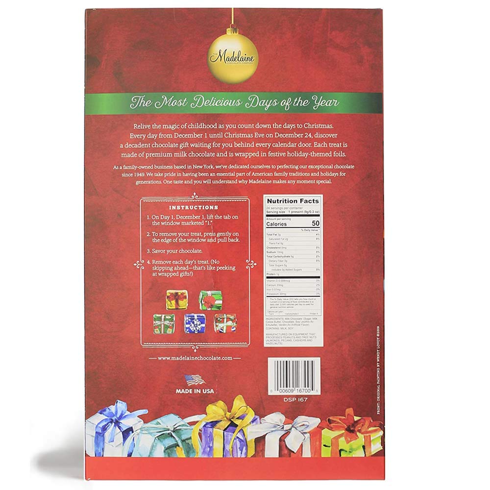 Madelaine 2025 Christmas Advent Calendar - Chocolate & Candy Christmas Countdown for Kids  Women  Men  Teen Girls & Boys - Holiday  Advent Calendars - Christmas Tree - 8 Oz