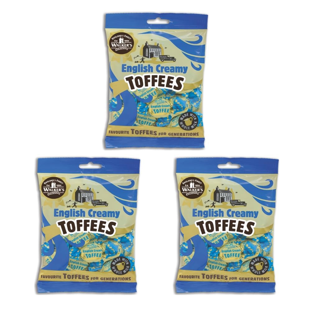 Walkers Nonsuch Creamy Toffees Bag – Traditional British Butter Toffee Candy, 5.29 Oz (Pack of 3) – Individually Wrapped Chewy Sweets
