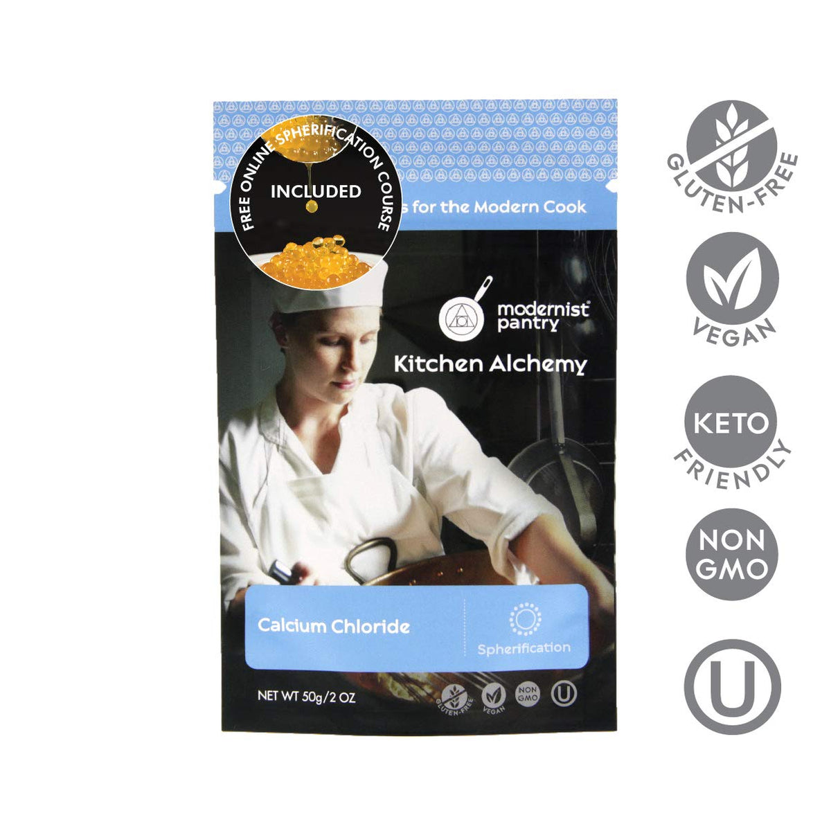 Modernist Pantry Pure Calcium Chloride - Non-GMO, Vegan, OU Kosher Certified, 2 Ounce (Pack of 1)