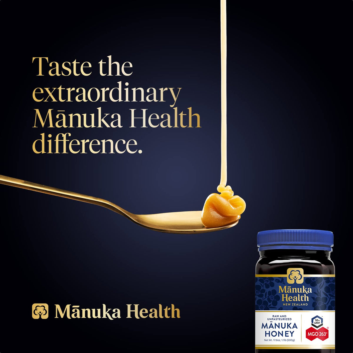 Manuka Health Umf 10+/Mgo 263+ Manuka Honey (500G/17.6Oz), Superfood, Authentic Raw Honey From New Zealand
