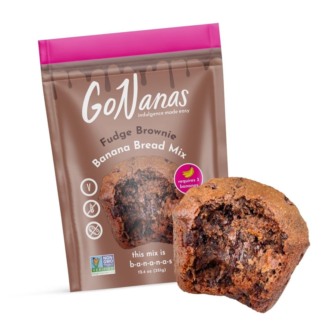 GoNanas Fudge Brownie Oat Flour Banana Bread Mix, Suitable for Plant Based Vegan Diets, Gluten Free Dairy Free Snacks, Healthy S