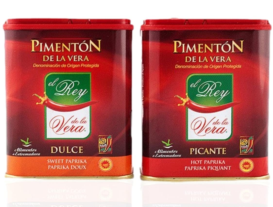 Rey de la Vera Smoked Paprika Set of 2 Tins - Hot and Sweet, 2.6 Ounce (Pack of 2)