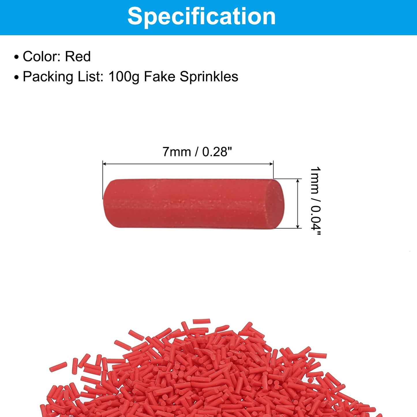 PATIKIL Faux Sprinkles Clay for Nail Art & Crafts, 100g, Small, Red, Model PTA240527TT000548EU