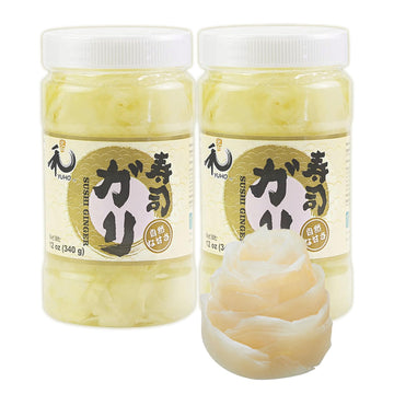 YUHO Pickled Sushi Ginger, Fat Free, Sugar Free, Kosher, 24 Oz (2 x 12 Oz Jars)