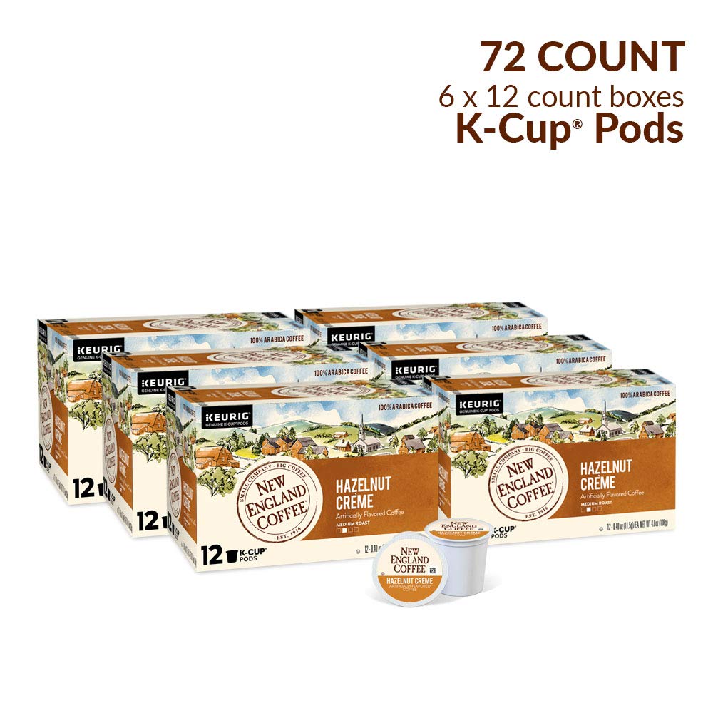 New England Coffee Hazelnut Crme Medium Roast Single Serve Pods, 12ct Box (Pack of 6)