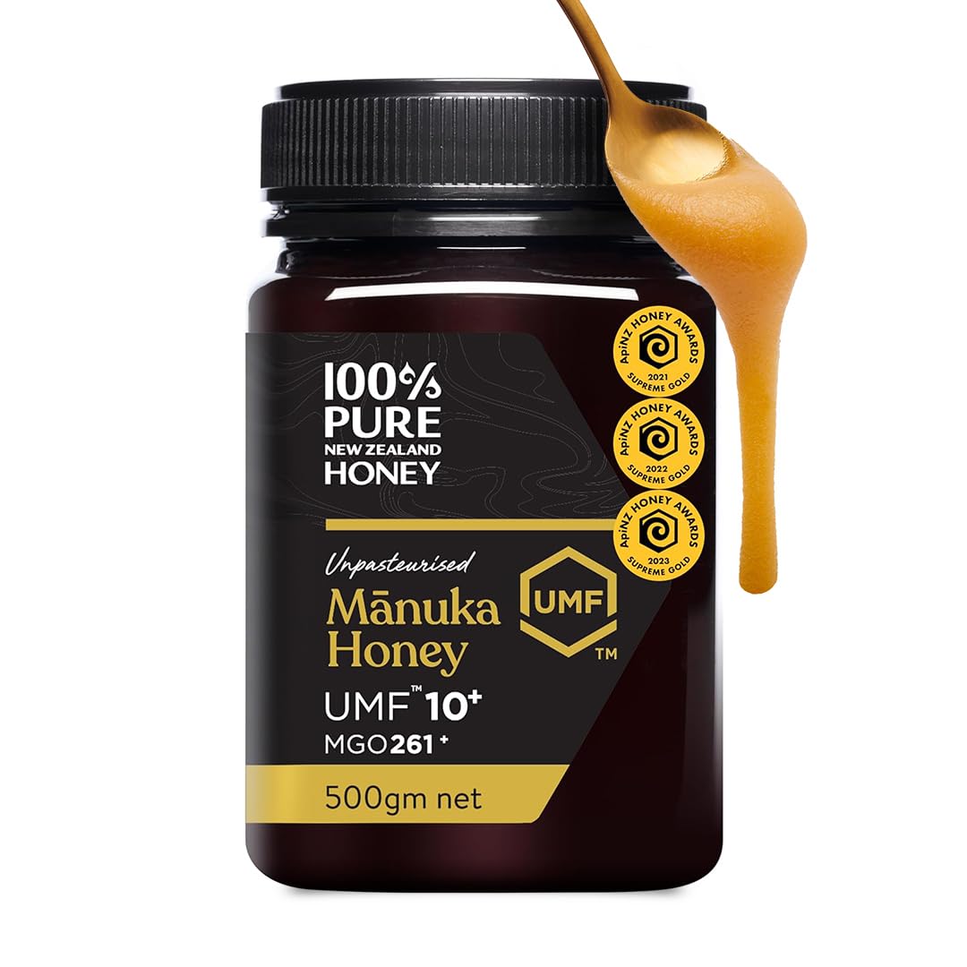 Manuka Honey New Zealand - Certified UMF 10+ (MGO 261+) 100% Pure New Zealand Manuka Honey, Raw Manuka Honey, 17.6 Oz (500g)