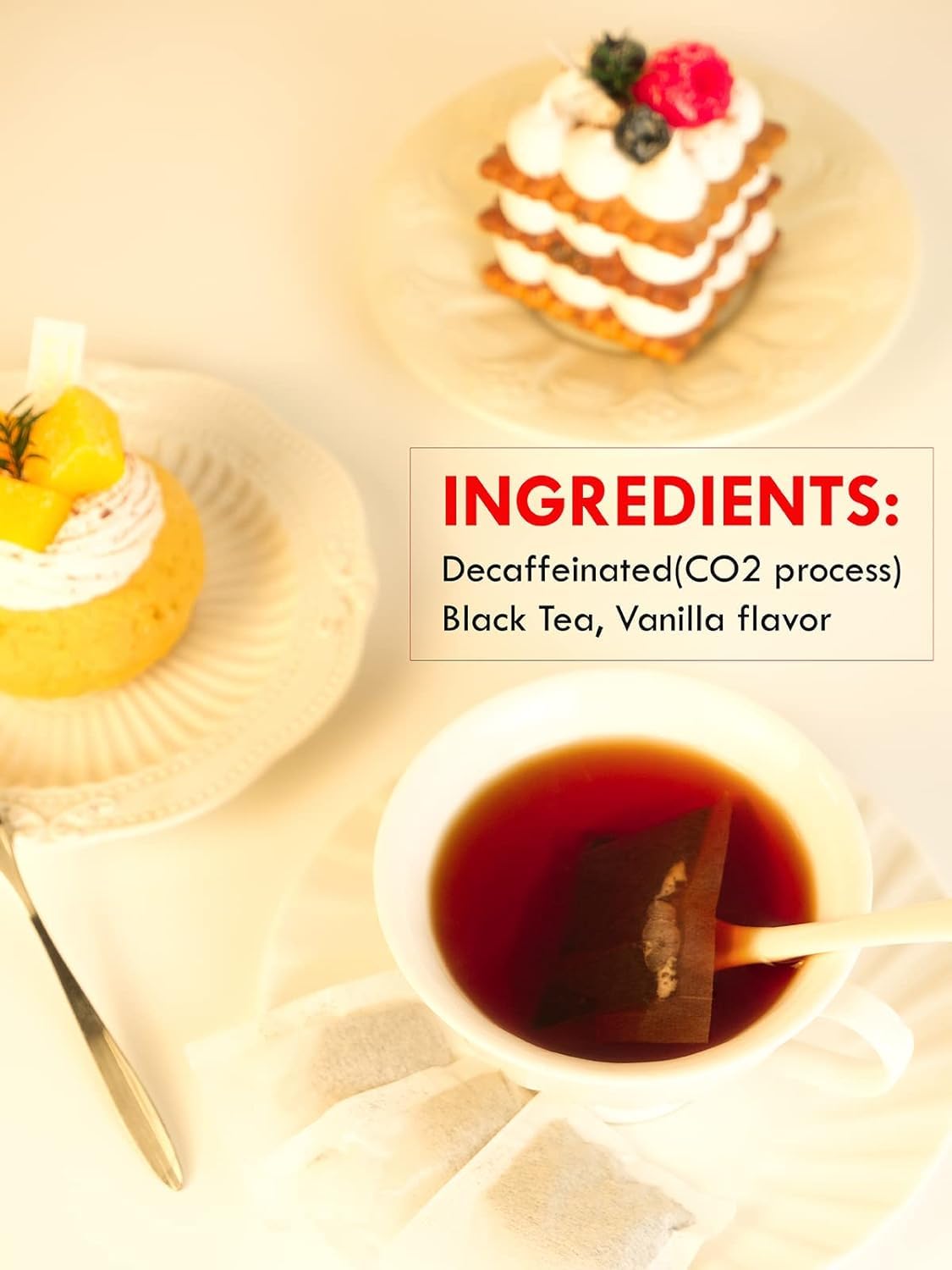 TeeLux Decaf Vanilla Black Tea Bags, Decaffeinated, 50 Count