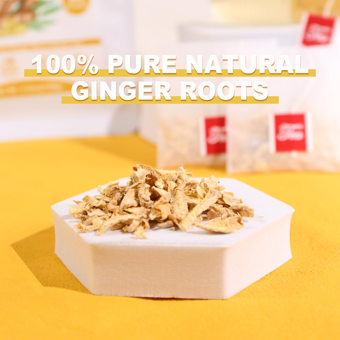 TEARELAE Ginger Tea Bags - 100% Pure Ginger Root, Caffeine-free, Non-GMO - 64 Count