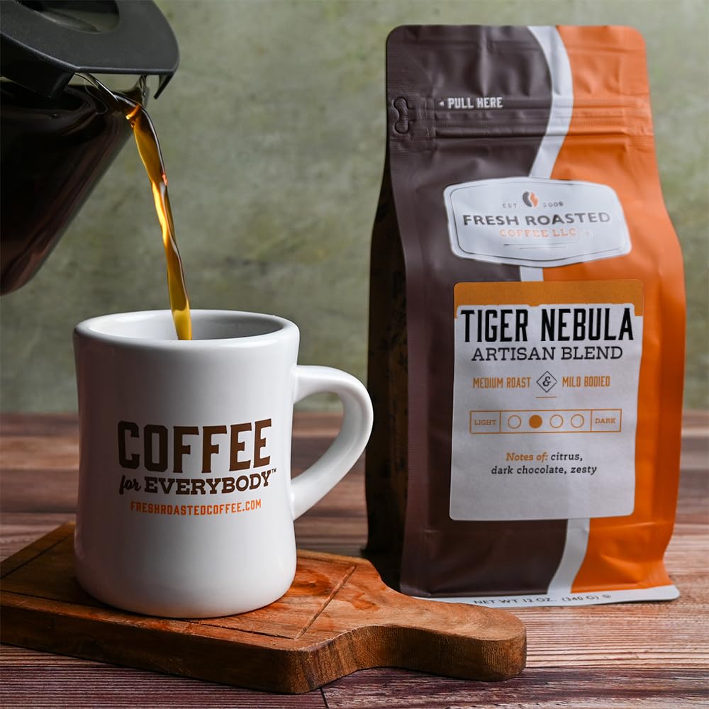 Fresh Roasted Coffee Medium Roast Whole Bean, 12 oz, Kosher, Tiger Nebula