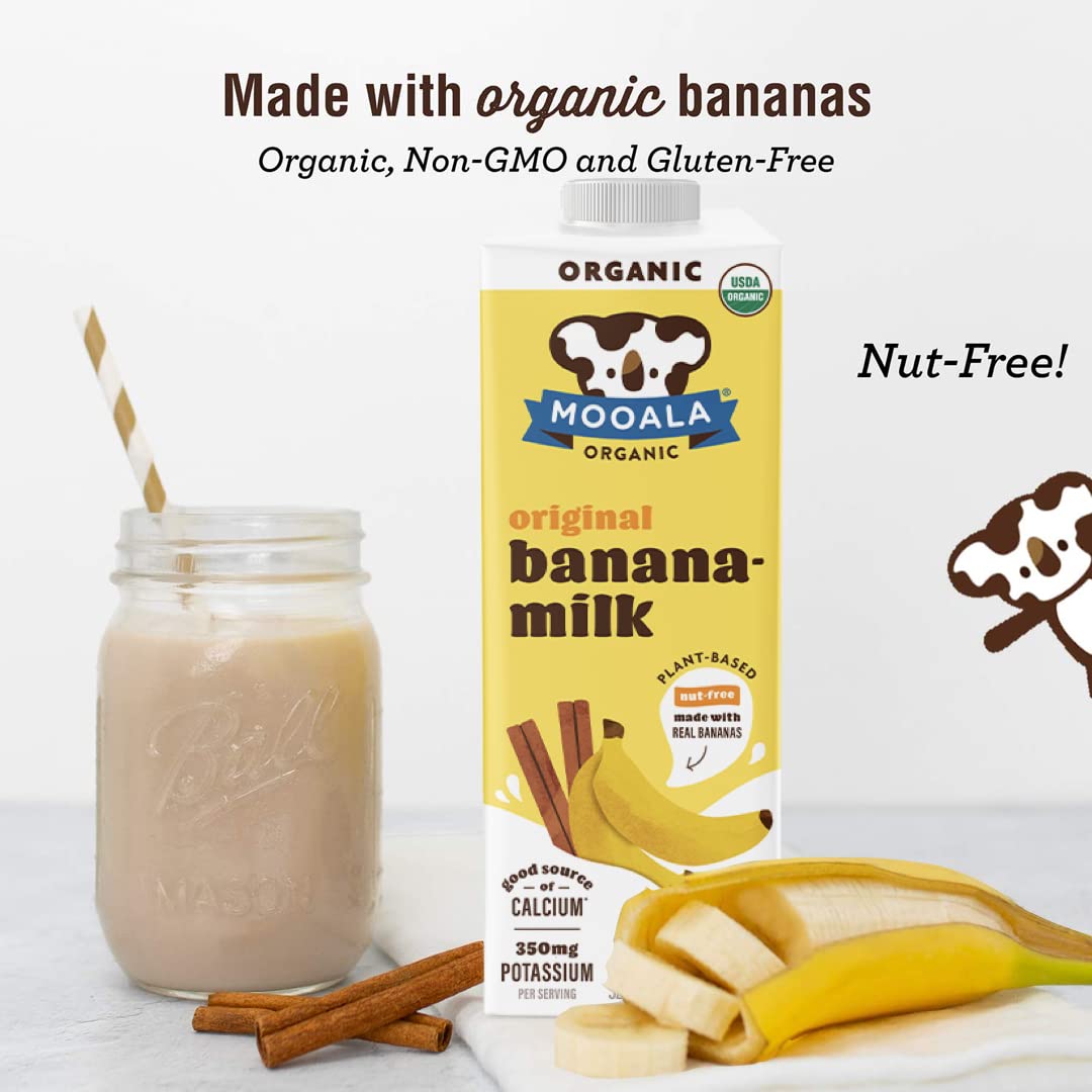 Mooala - Organic Original Bananamilk, 32 oz (Pack of 6) - Shelf-Stable, Non-Dairy, Nut-Free, Gluten-Free, Plant-Based Beverage