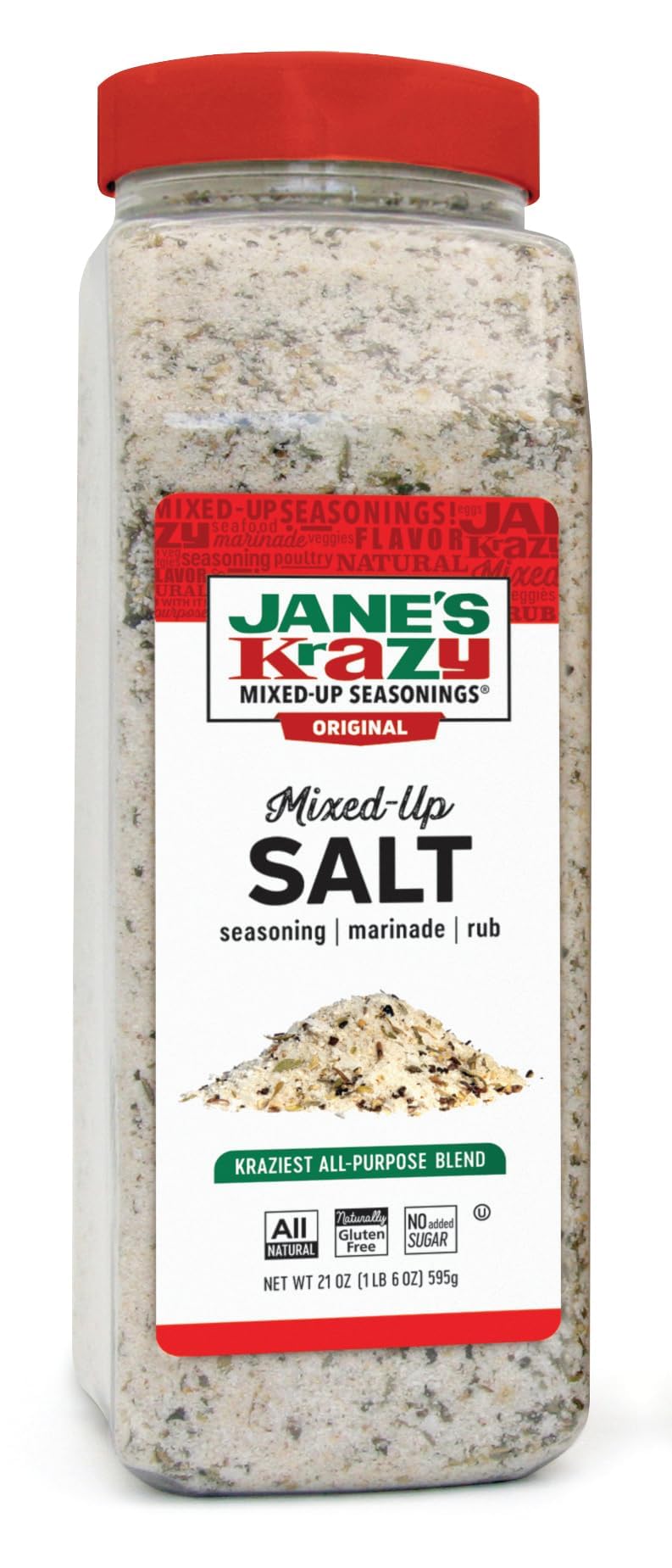 Jane's Krazy Mixed-Up Salt - 21 Ounce Seasoning Blend, Versatile Flavor Enhancer, Model TS0417-A700ML-M1009