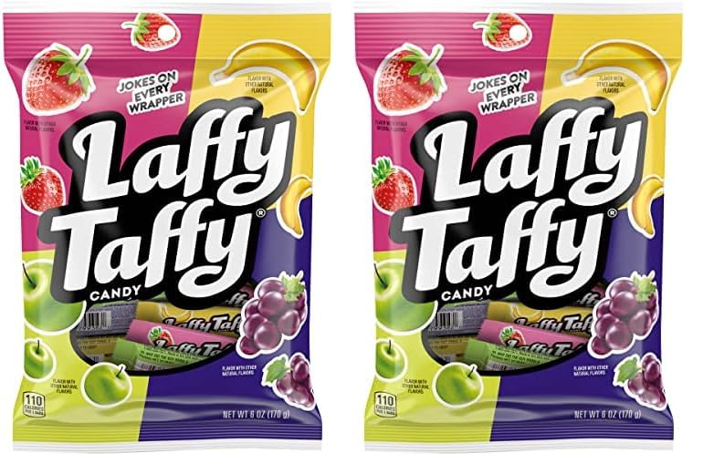 Laffy Taffy Candy, Assorted Fruit Flavors, Individually Wrapped Mini Bars, 6 Ounce Bag (Pack of 2)