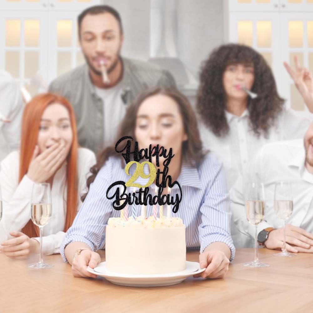 Klionjor 29Th Birthday Cake Topper - Happy Birthday Decoration For 29Th Birthday Party - Gift Plugin