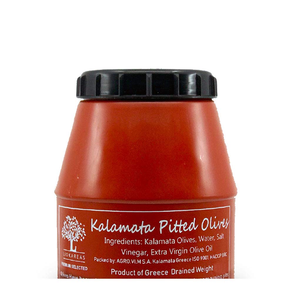 Liokareas Black Kalamata Olives - Pitted, Non-GMO, Gluten Free, 4.4 lbs
