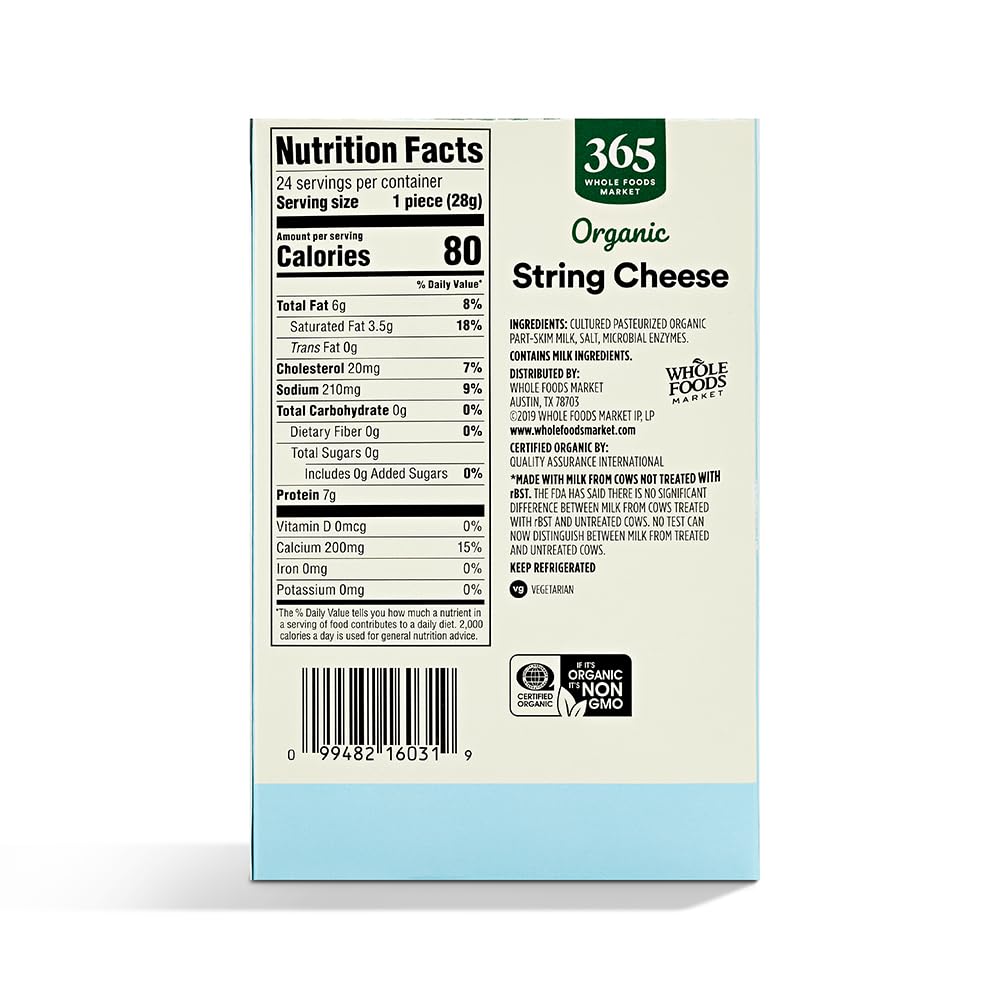 365 by Whole Foods Market, Organic String Cheese (24 Pack), 24 Ounce