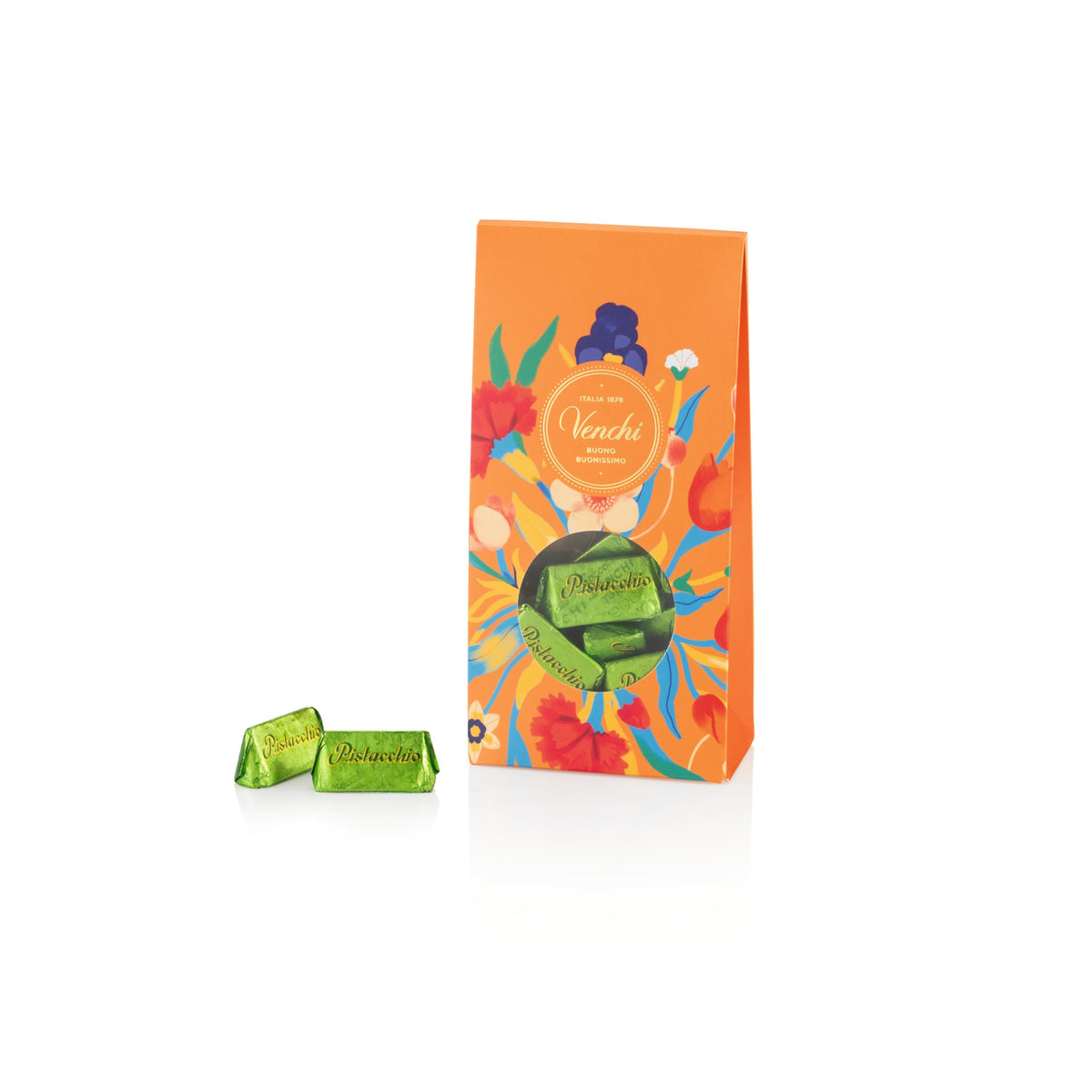 Venchi Gianduiotto Pistachio White Chocolate Gift Box, 29 Pieces, 10.58 oz - Creamy Pistachio Filling, Gluten Free