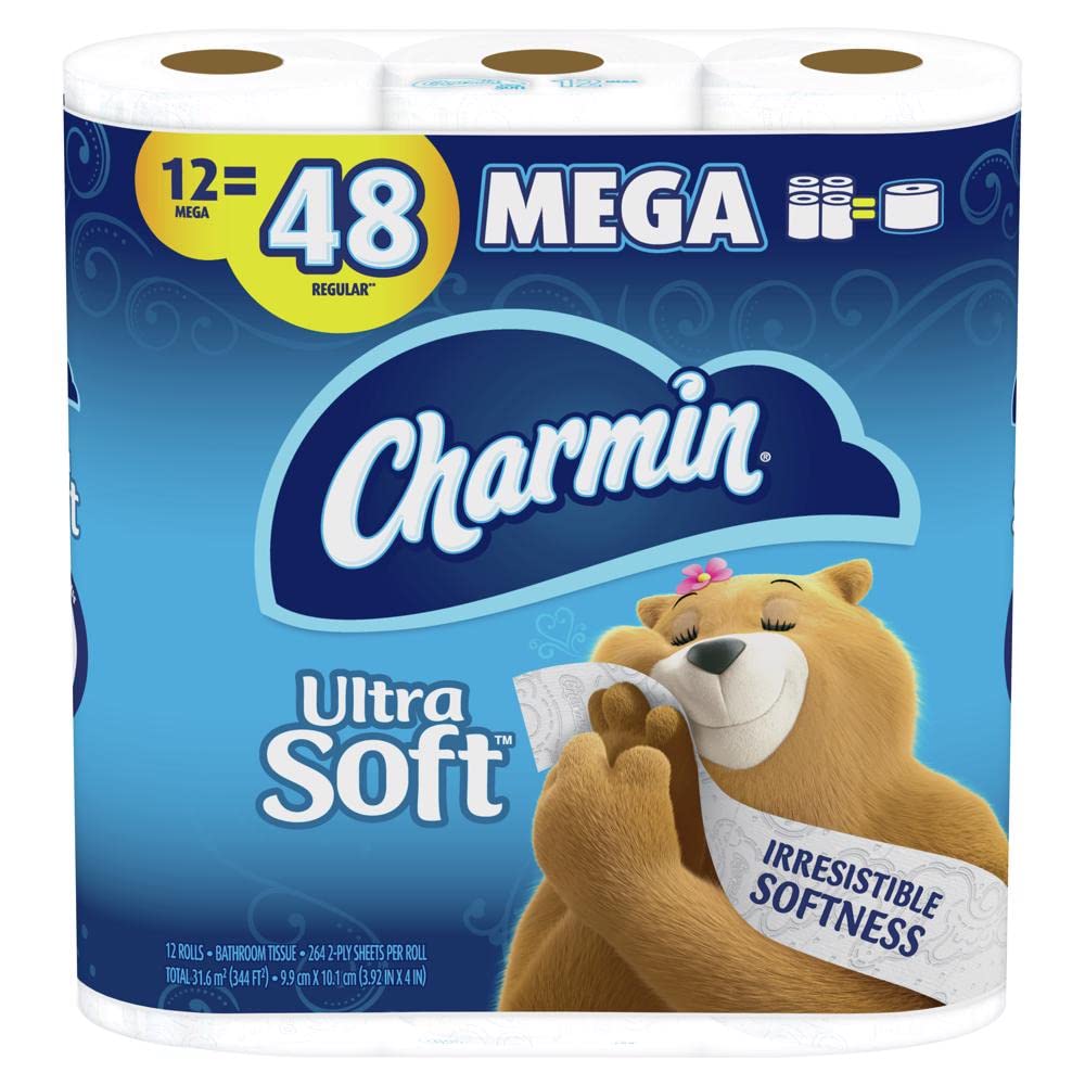 Charmin Ultra Soft Toilet Paper, 12 Mega Rolls = 48 Regular Rolls