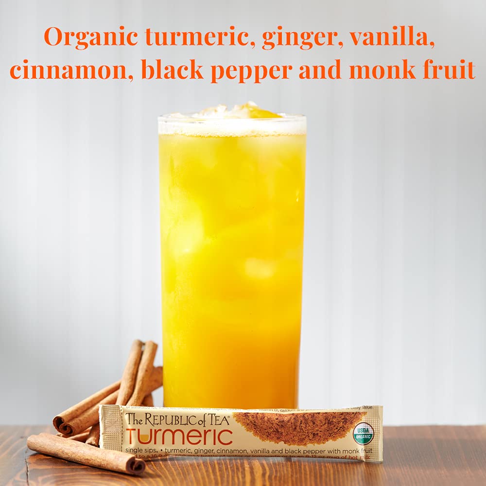 The Republic of Tea Organic Turmeric Herbal Tea, 14 Single-Serve Packets, Yellow, Model 45061
