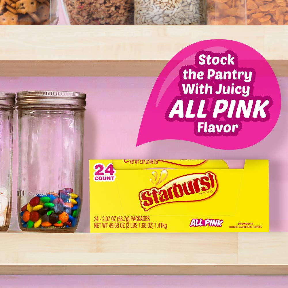 STARBURST All Pink Chewy Candy Bulk Pack, 24 Full Size Packs, Pink Candy Bulk Box